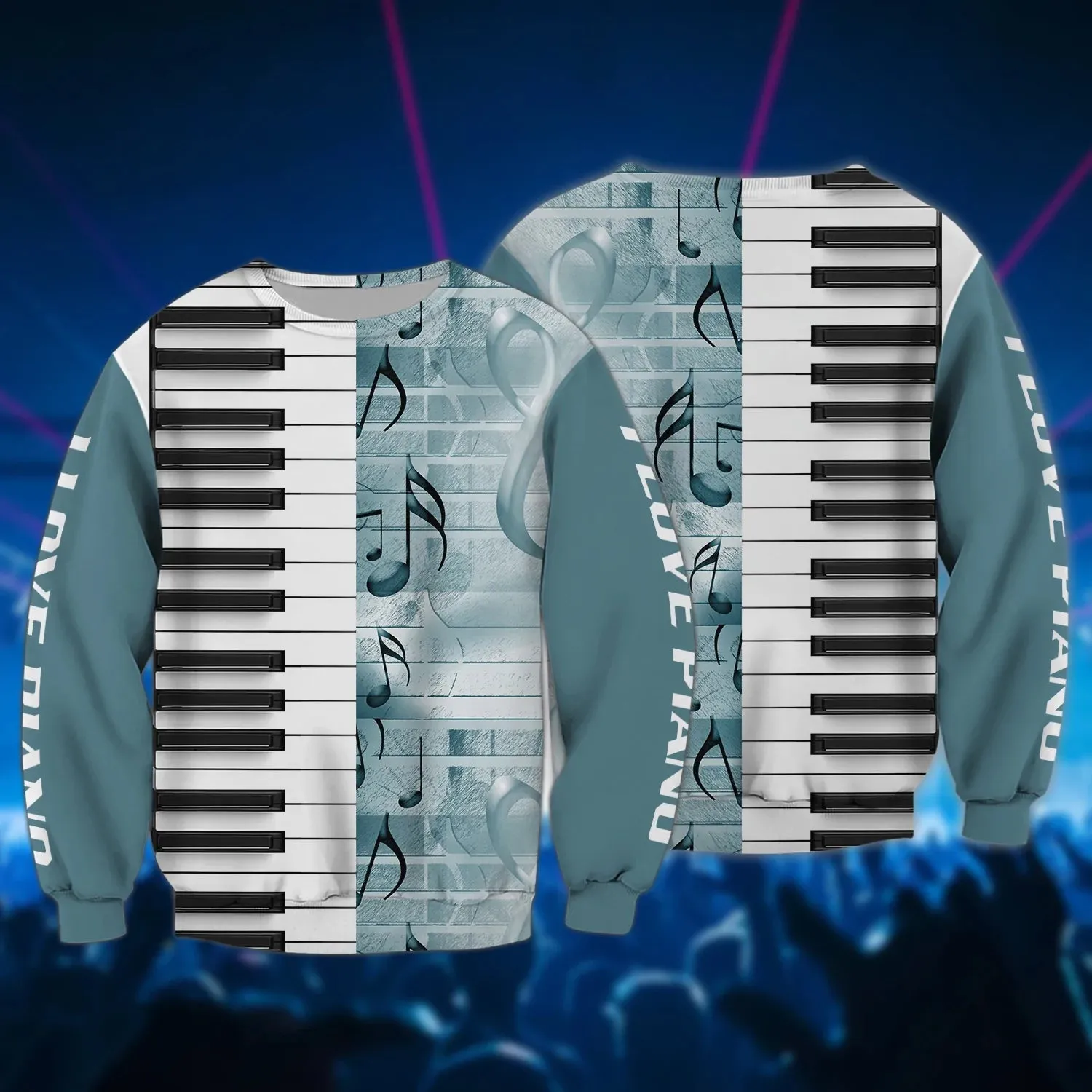 3D All Over Print Piano T Shirt, I Love Piano 3D Hoodie Shirts, Gift For Guitar Men Woman