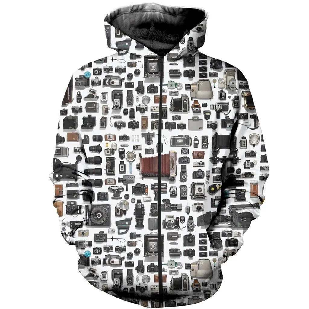 3D All Over Printed History Of Cameras Sweatshirt Hoodie Christmas Shirts, Gift for Camera Lovers