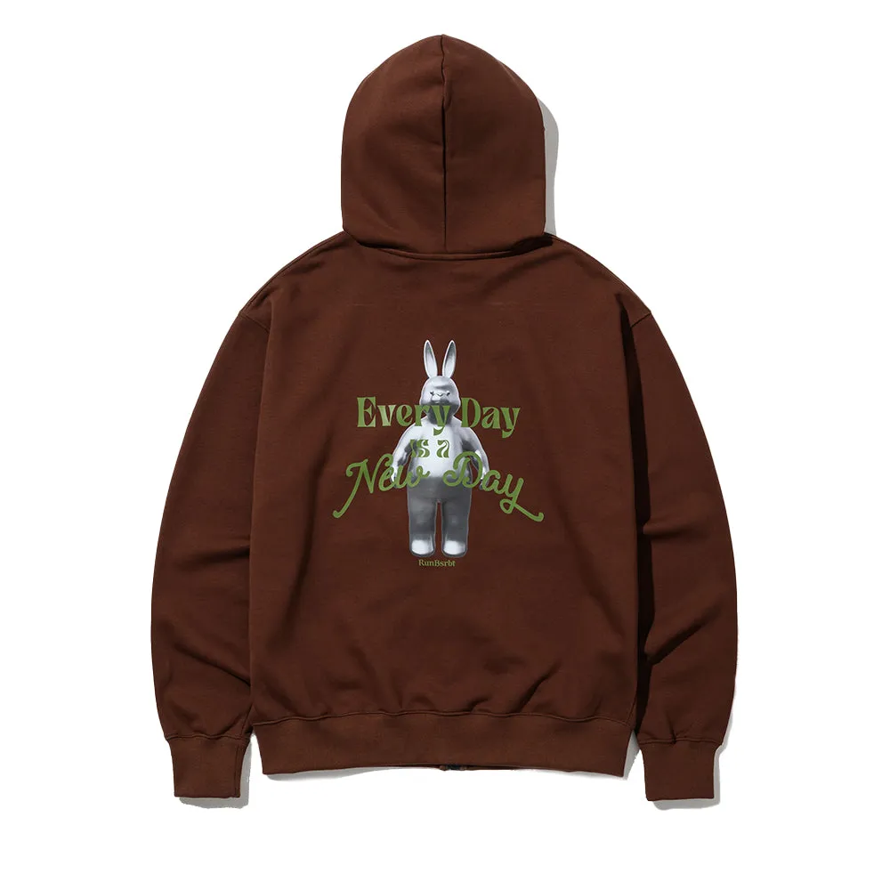 3D EVERY DAY RABBIT HOODIE ZIP-UP BROWN