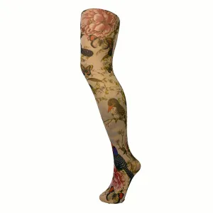 70 Denier Floral Bird Print Opaque Tights