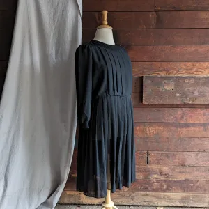 80s Vintage Plus Size Black Sheer Midi Dress