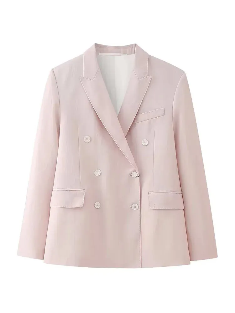 A&A Blush Two Piece Pants Double Breasted Blazer Set