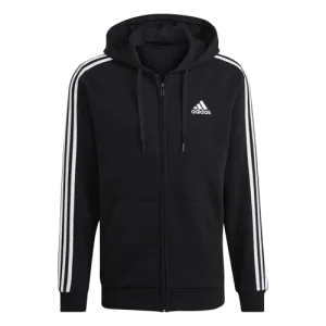 Adidas Essentials Fleece 3-Stripes Full-Zip Hoodie - Mens - Black