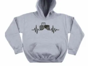 Adult Men’s Farmer Tractor Heartbeat Unisex Hoodie Gift