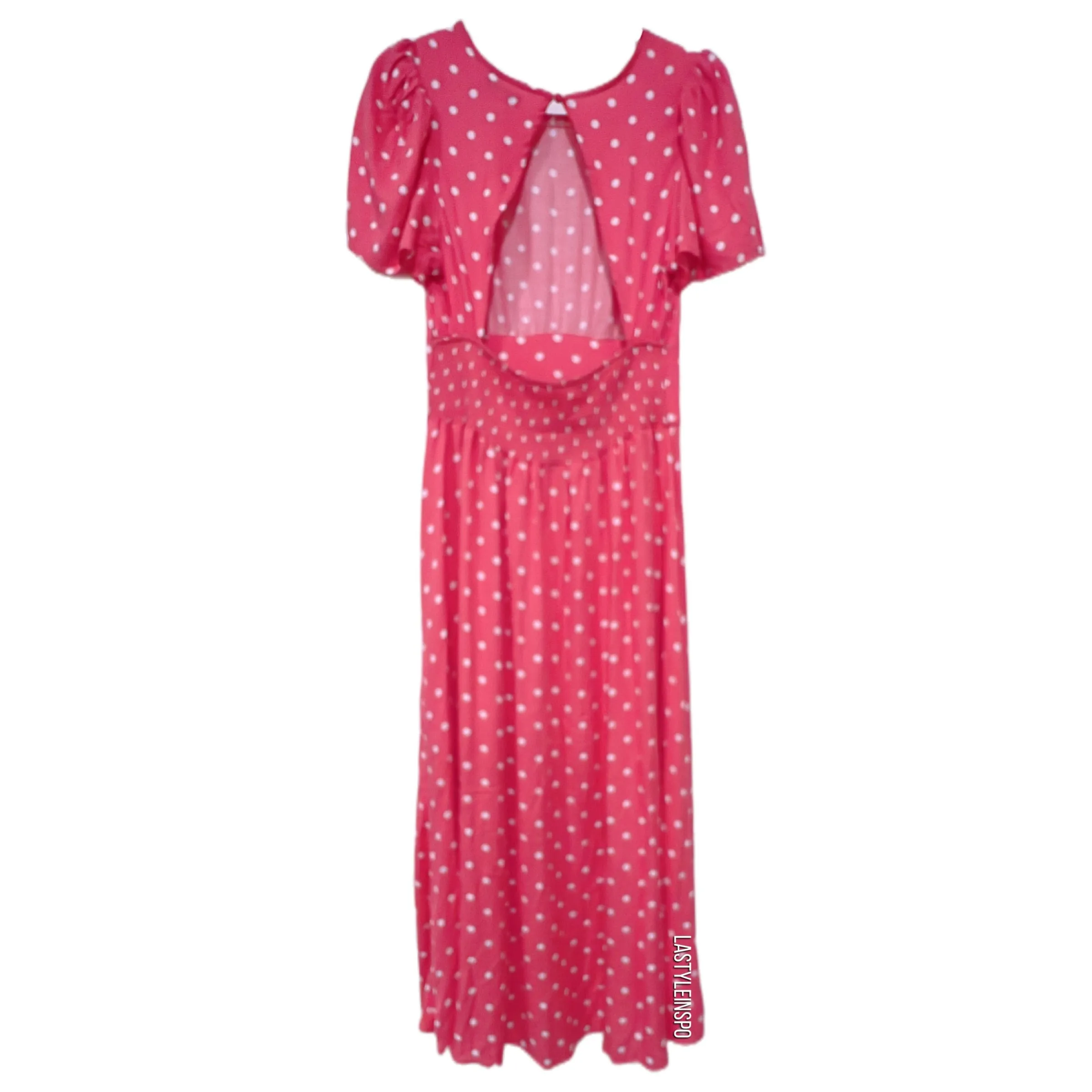 AFRM Los Angeles Rayon Maxi Dress Polka Dot Pink White Size Small