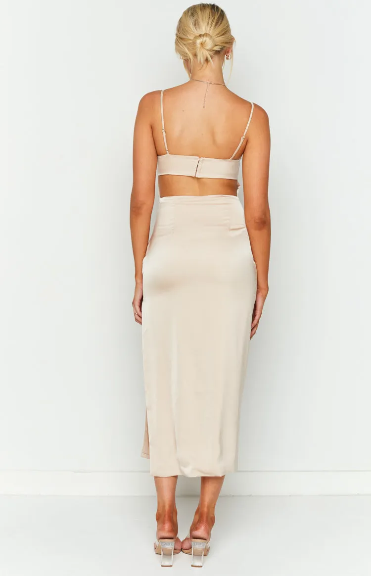 Alaia Champagne Formal Midi Dress