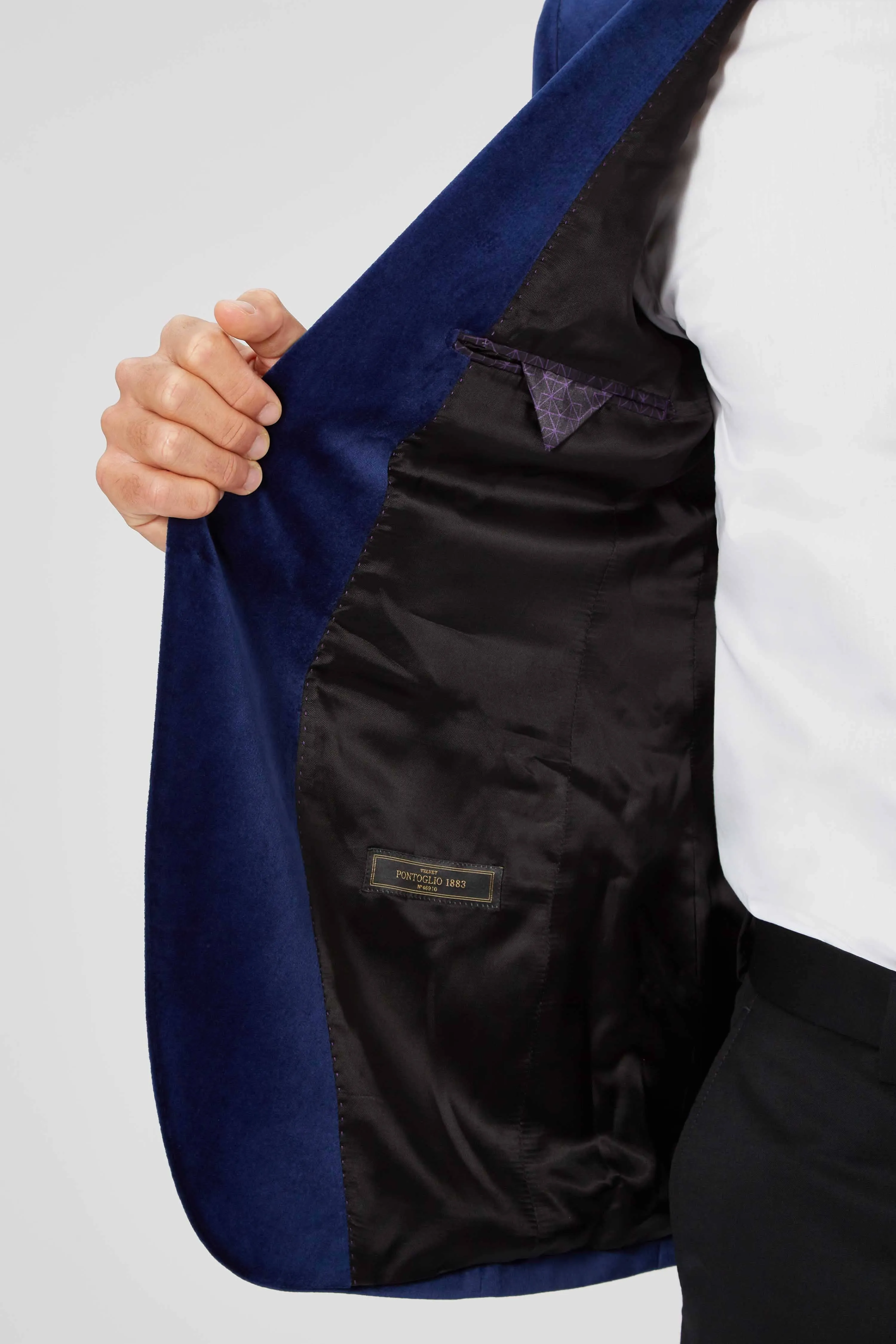 Almeida Slim Fit Blue Velvet Blazer - ARCHIVE