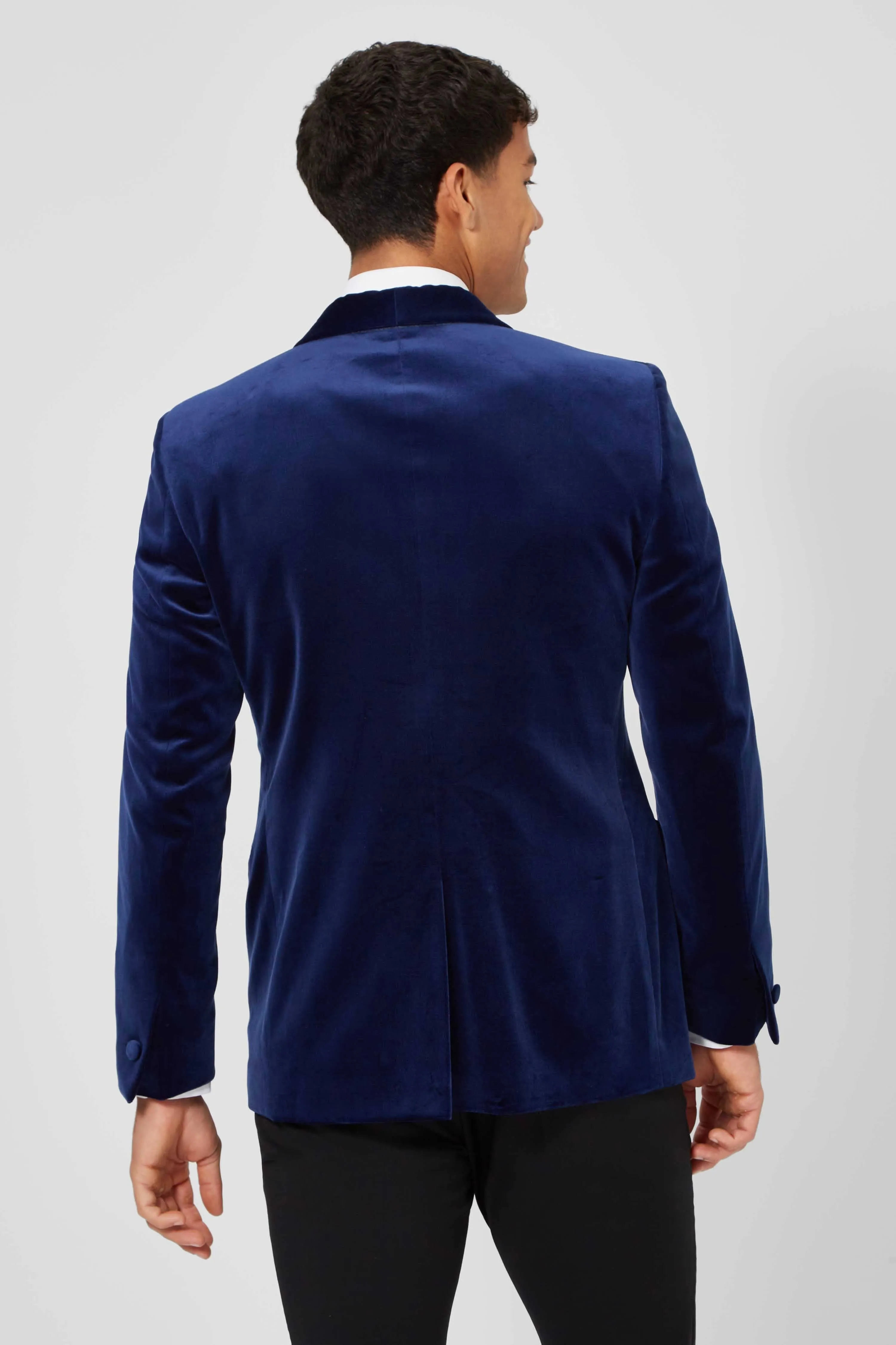 Almeida Slim Fit Blue Velvet Blazer - ARCHIVE