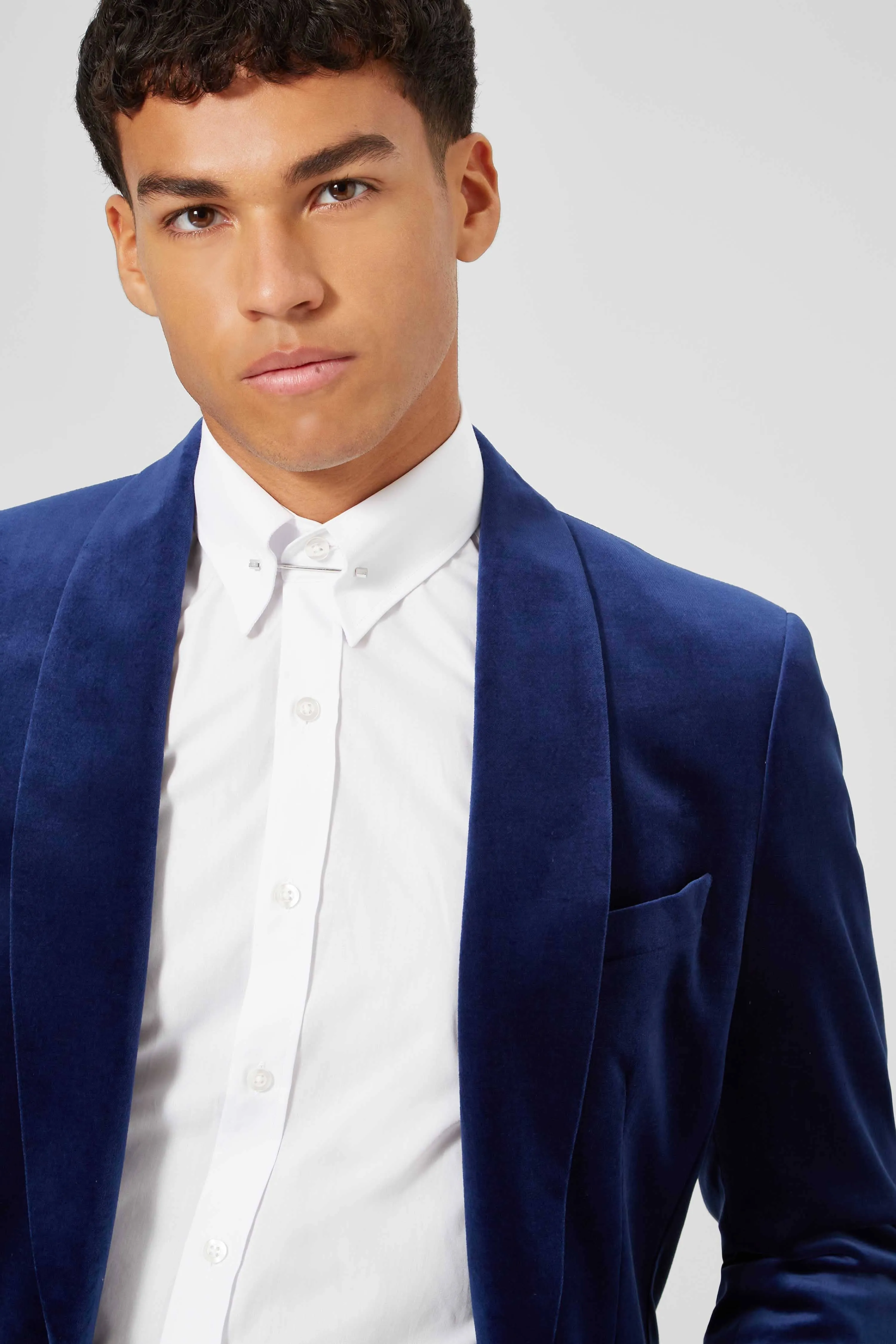 Almeida Slim Fit Blue Velvet Blazer - ARCHIVE