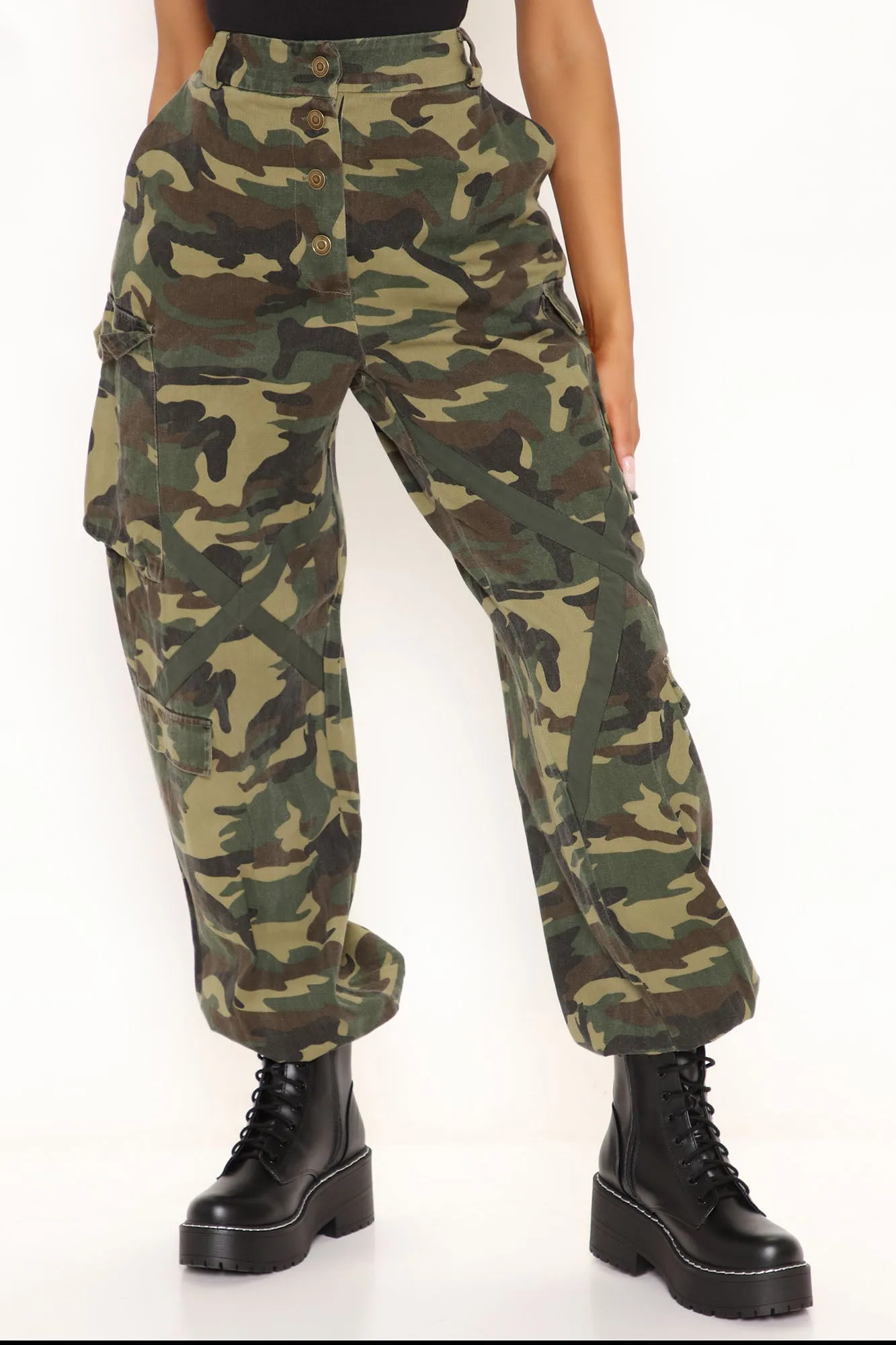 Amelia Oversized Cargo Pants Camo - Camouflage