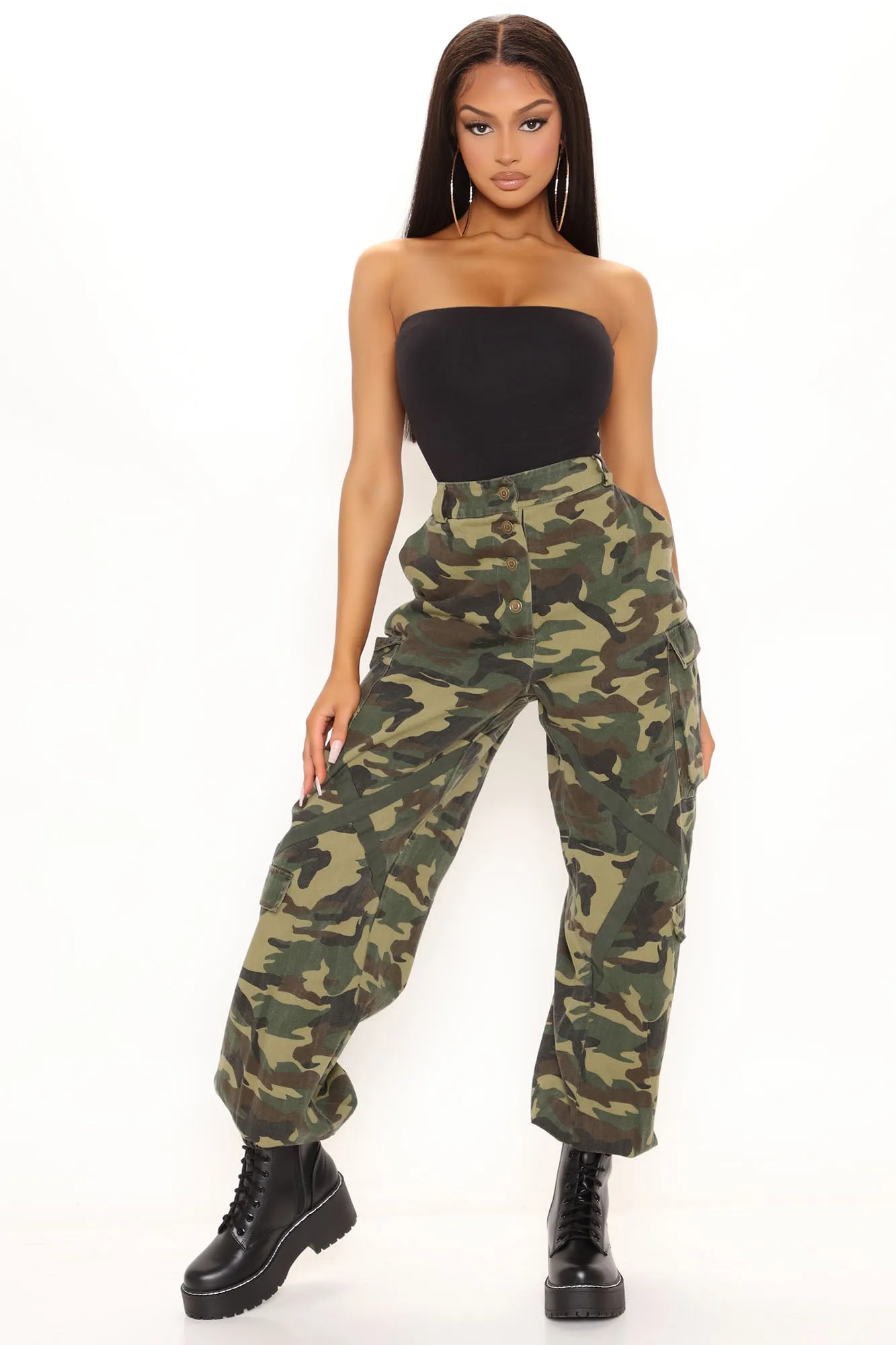 Amelia Oversized Cargo Pants Camo - Camouflage