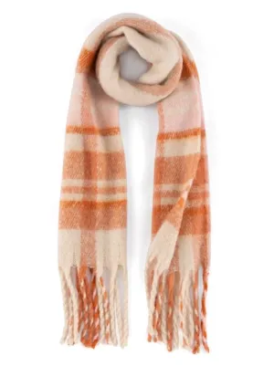 Arista Soft Pink & Orange Plaid Scarf