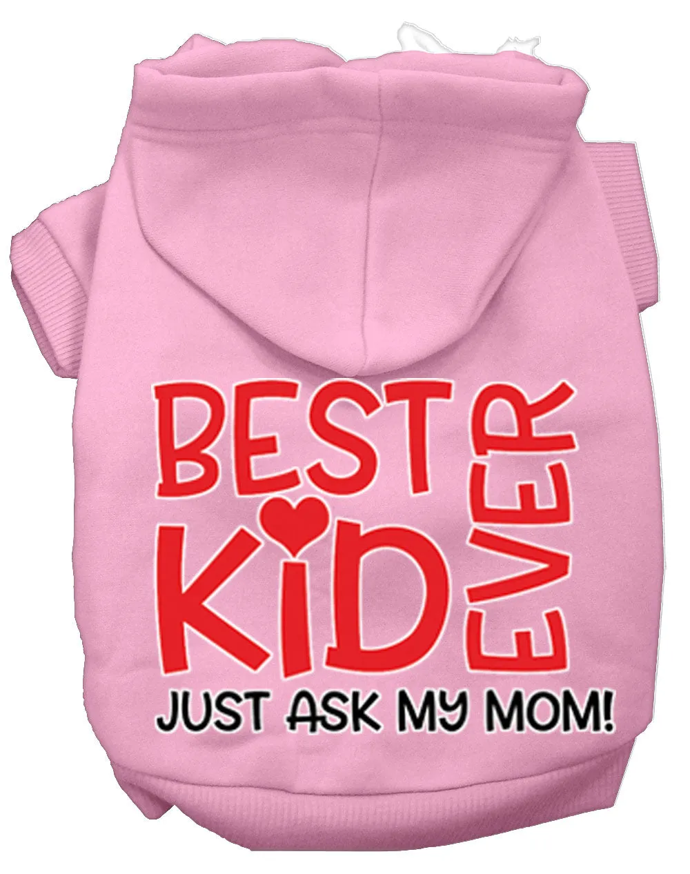 Ask My Mom Screen Print Dog Hoodie Light Pink Xl