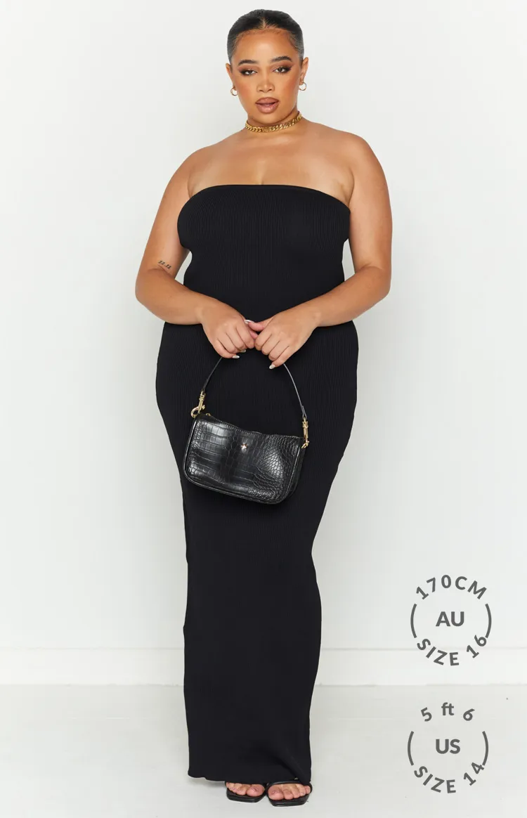 Ava Black Strapless Knit Maxi Dress