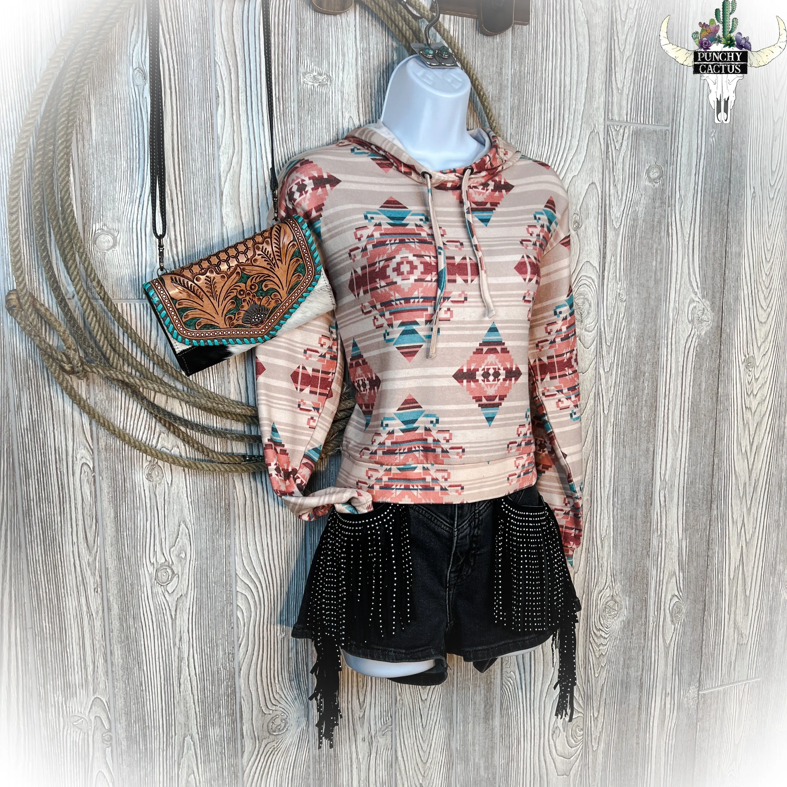 Aztec Hoodie - Peach