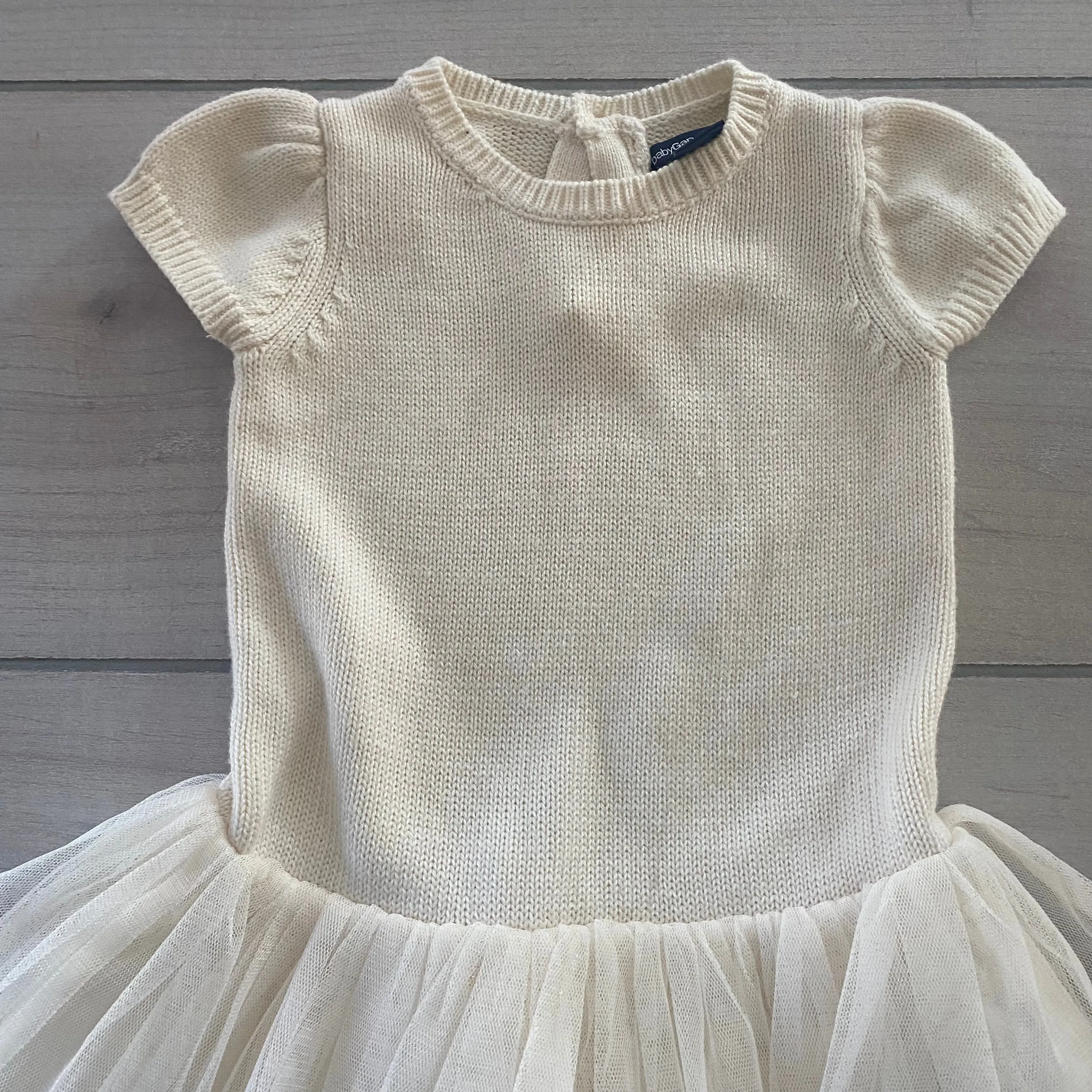 Baby Gap Cream Sweater Tulle Bottom Dress & Matching Cotton Tights