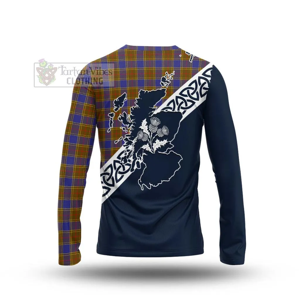 Balfour Tartan Long Sleeve T-Shirt Featuring Thistle and Scotland Map