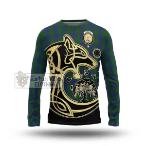 Barclay Tartan Long Sleeve T-Shirt with Family Crest Celtic Wolf Style