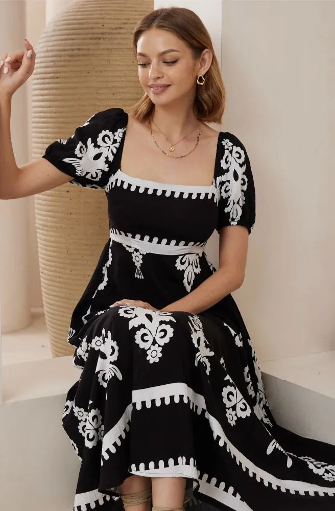 Bianco Nero Bella Maxi - Puff Sleeves