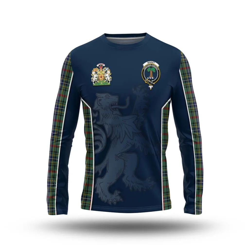 Bisset Tartan Long Sleeve T-Shirt with Family Crest and Lion Rampant Vibes Sport Style