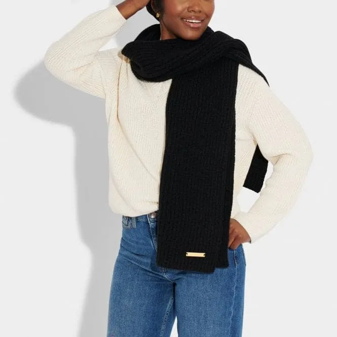 Black Ribbed Knit Scarf KLS540