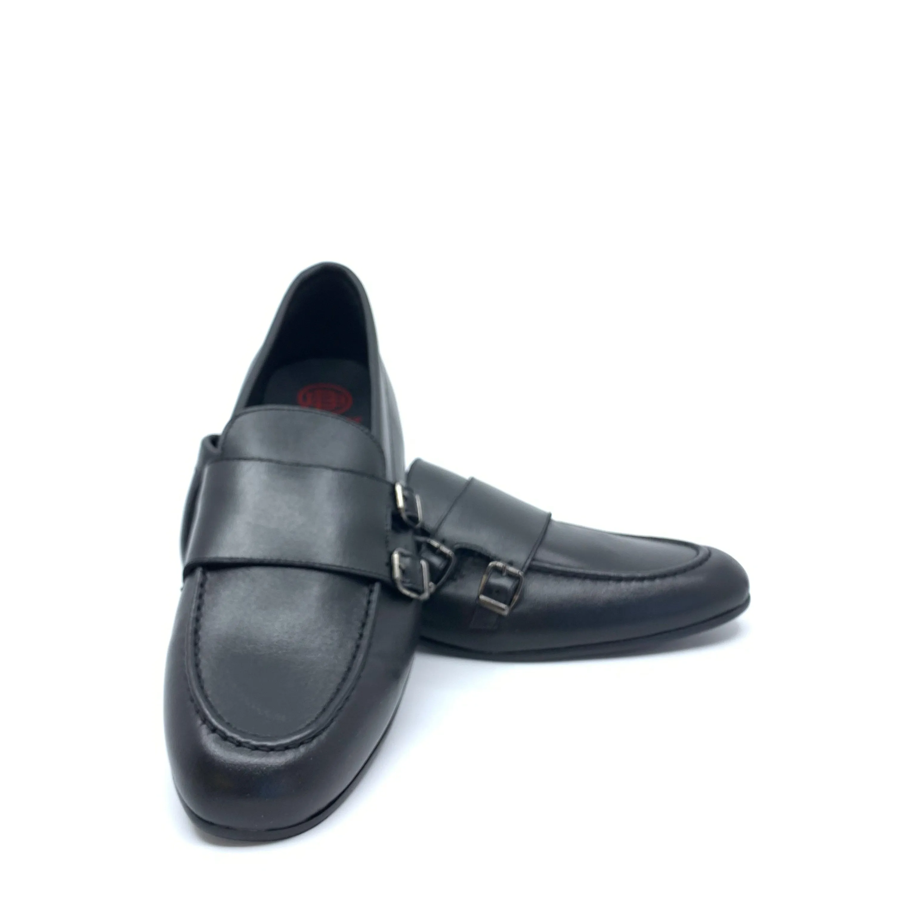 Blublonc Black Double Monk Dress Shoe