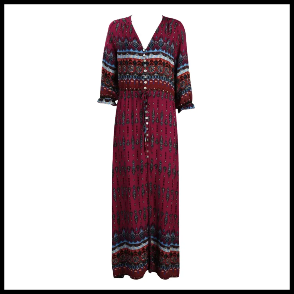 Bohemian V-Neck Maxi Dress