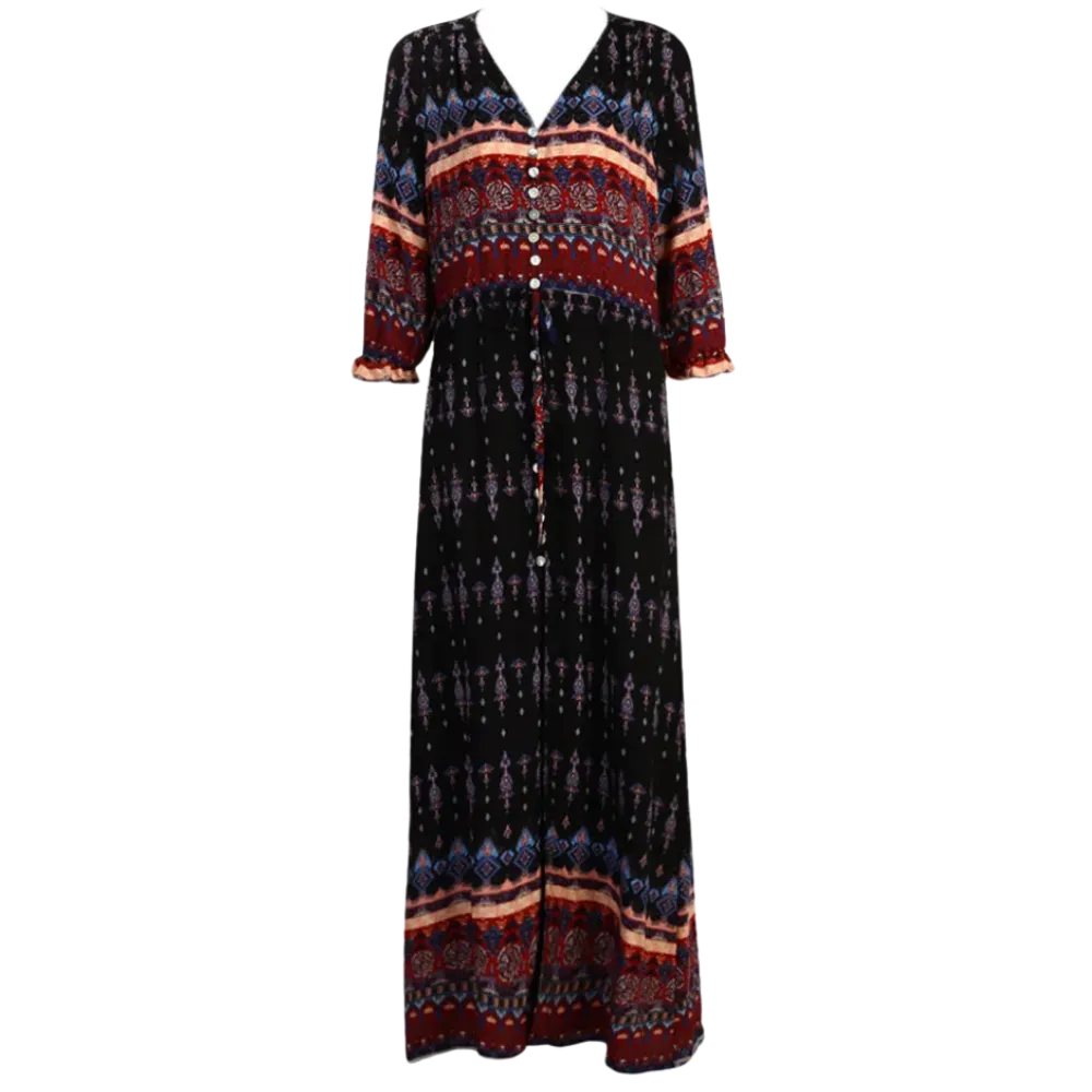 Bohemian V-Neck Maxi Dress