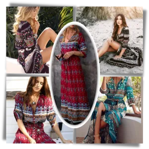 Bohemian V-Neck Maxi Dress