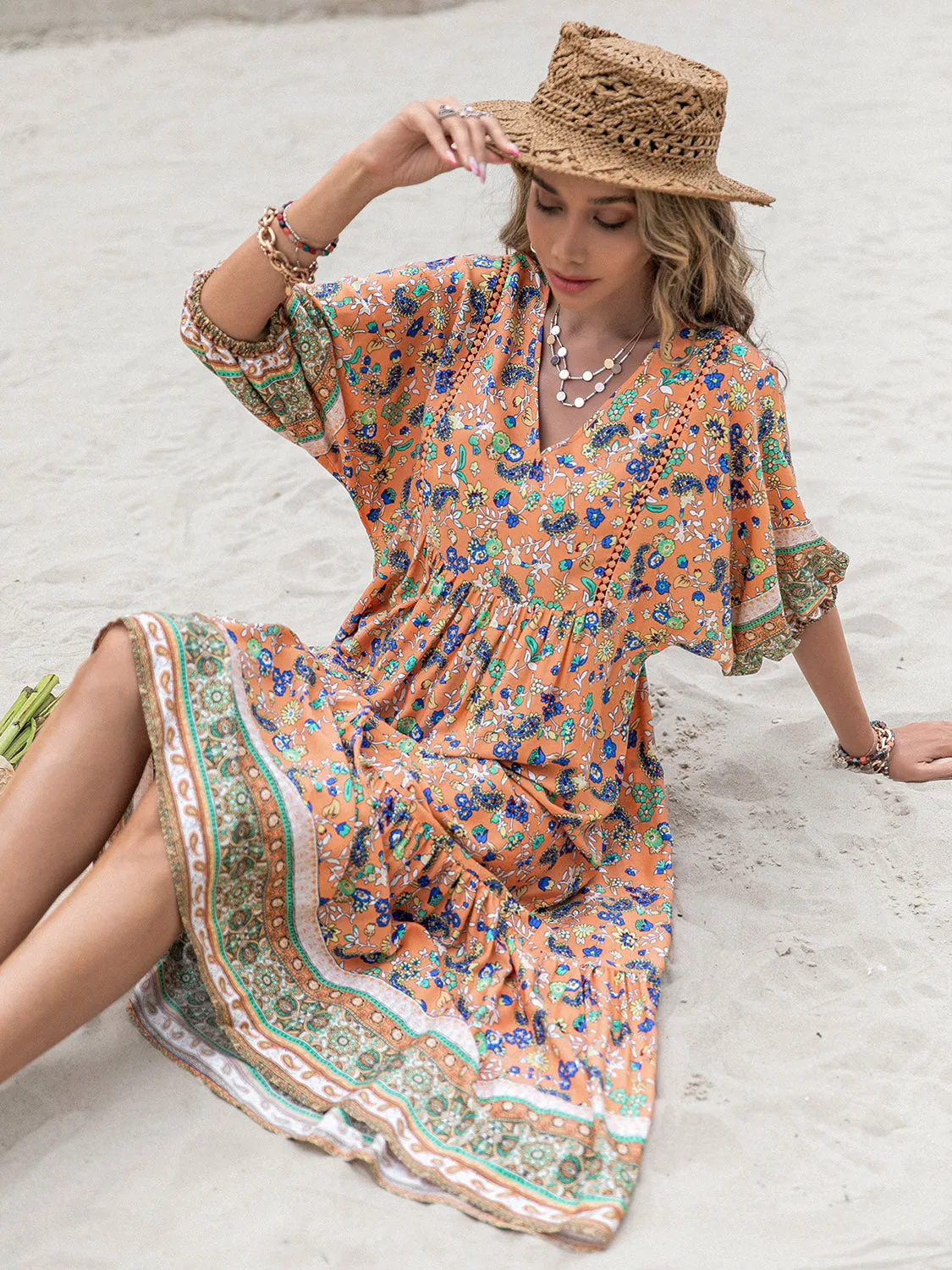 Boho Floral Beach Maxi Dress