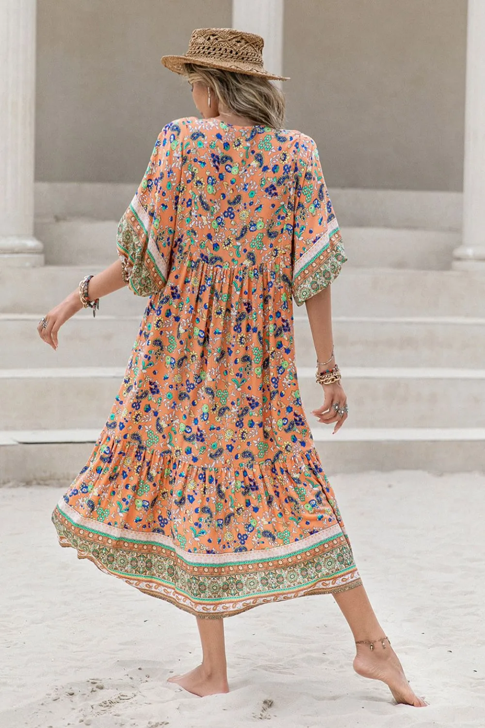 Boho Floral Beach Maxi Dress