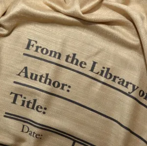 Book Scarf. Library scarf. Library scarf with day due stamps. Print scarf. Beige scarf