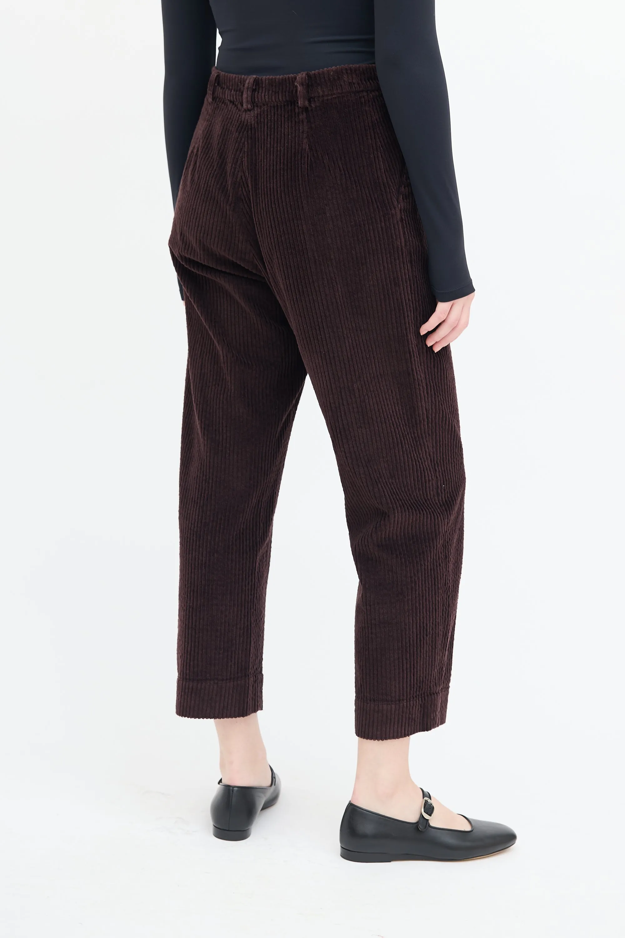 Burgundy Corduroy Cropped Pant