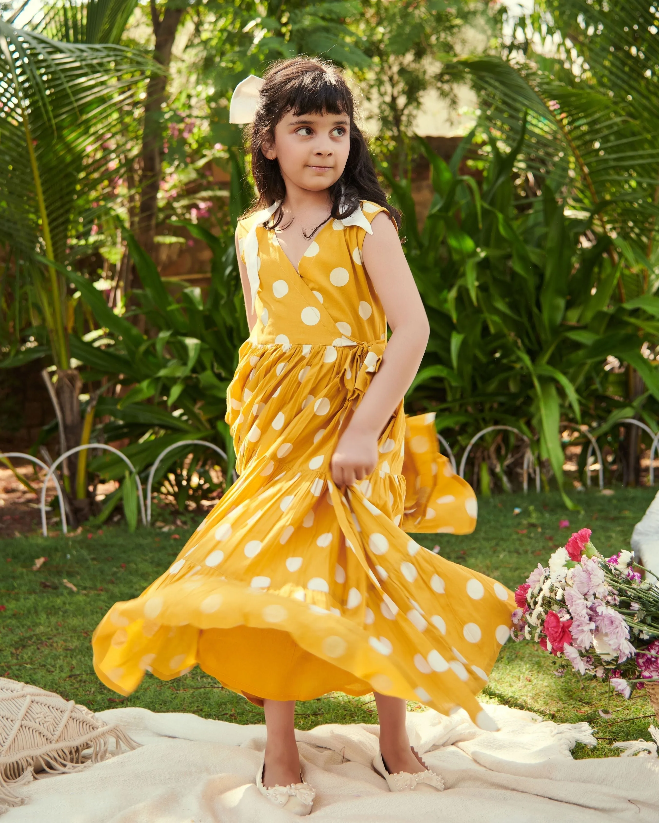 Buttercup Tier Polka Cotton Dress