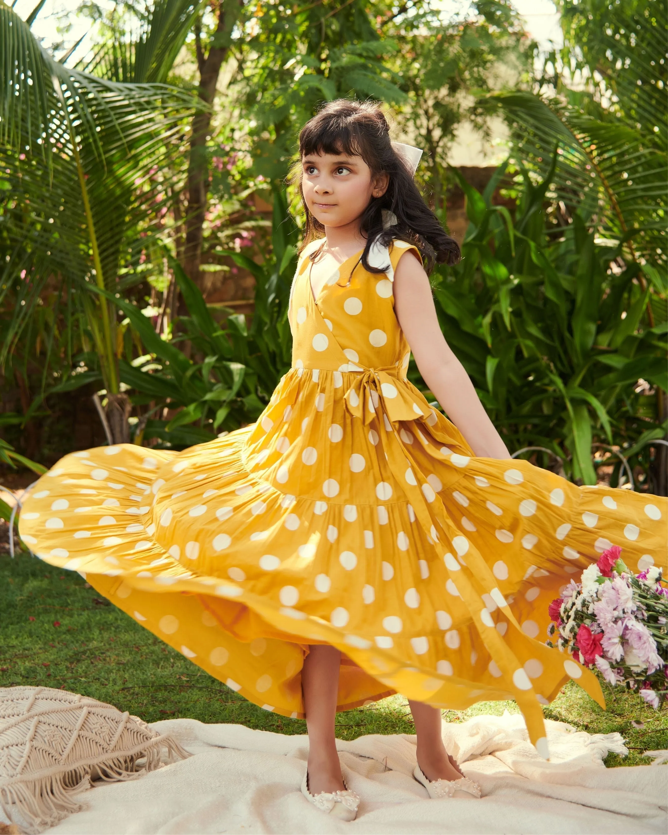 Buttercup Tier Polka Cotton Dress