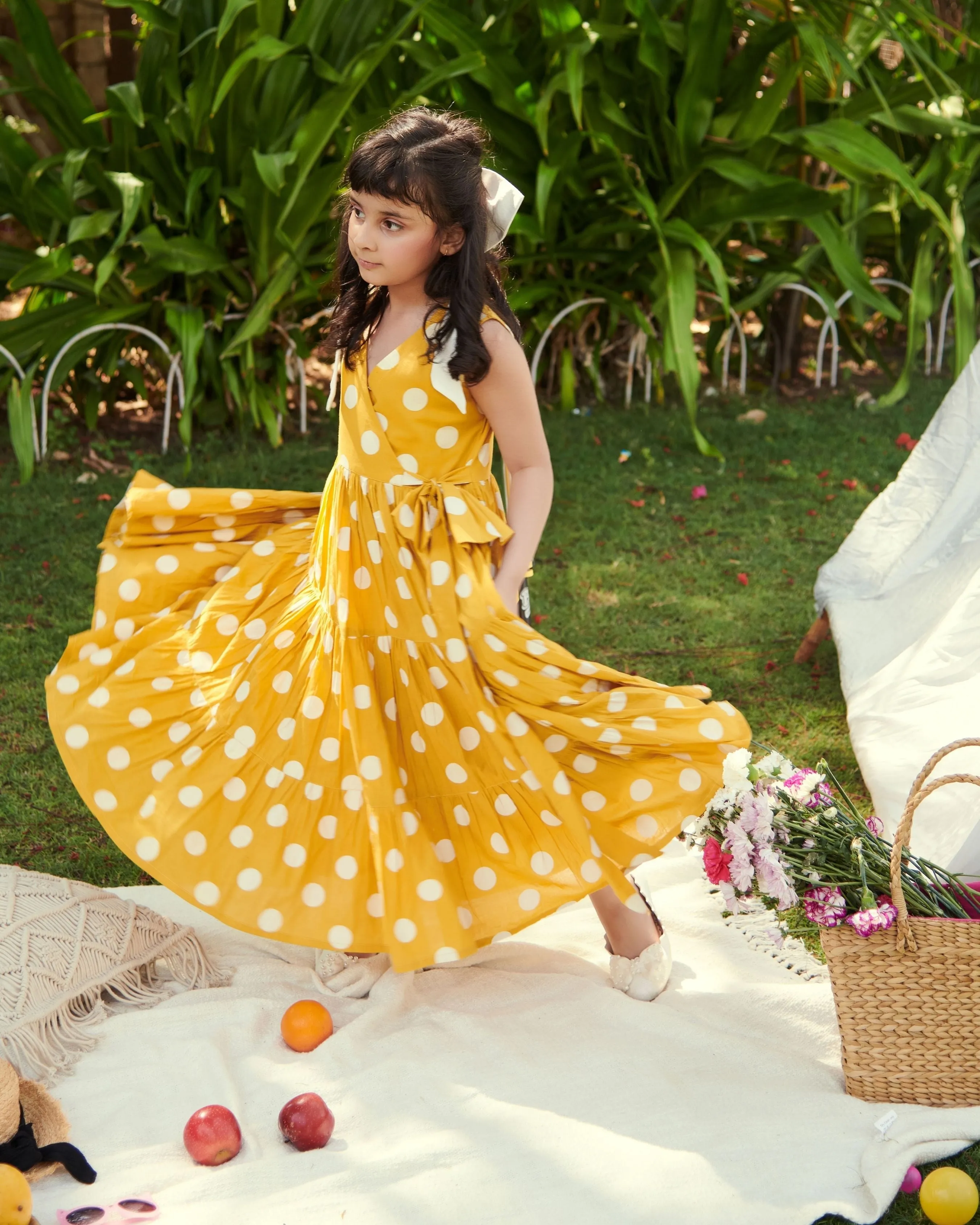 Buttercup Tier Polka Cotton Dress