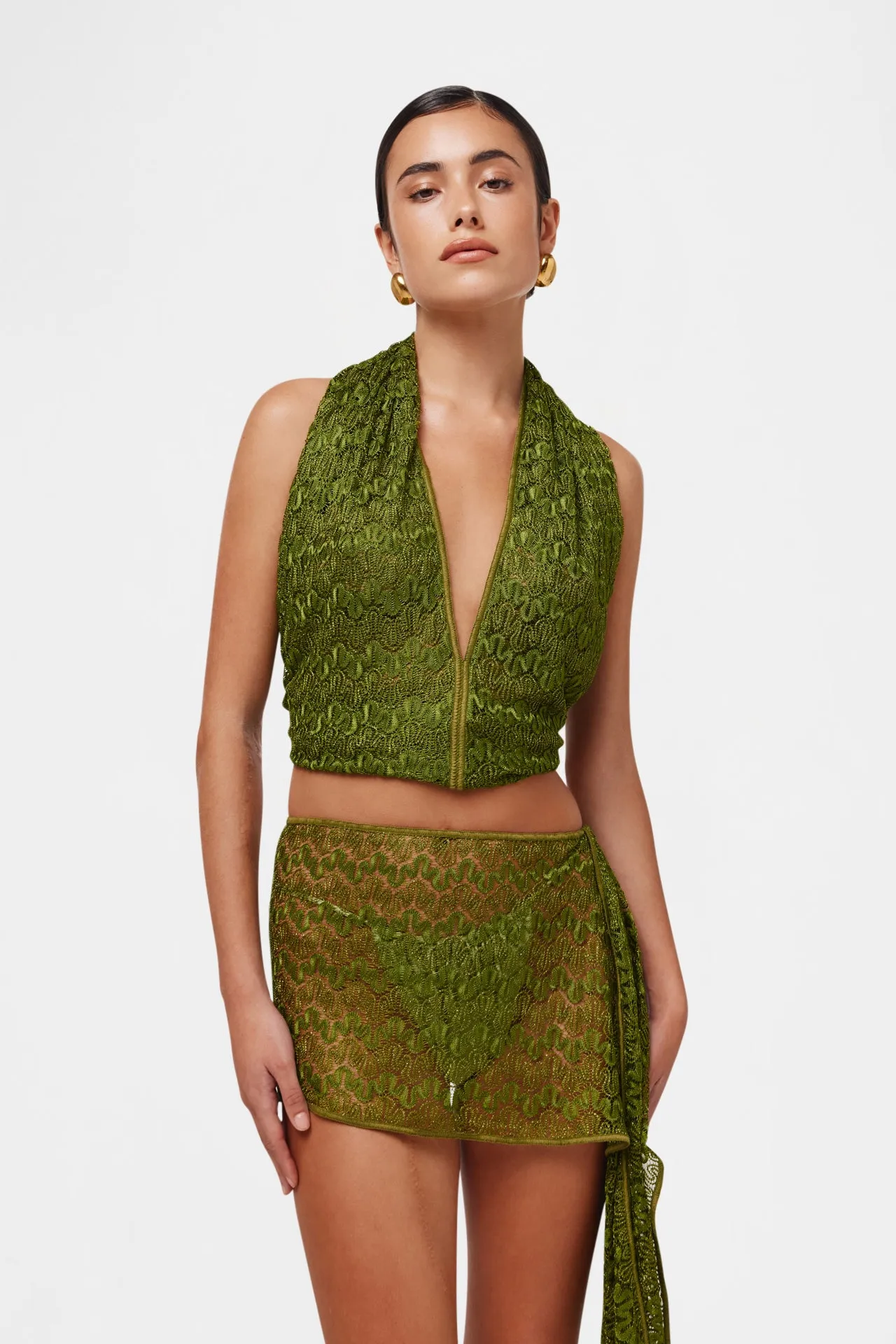 Cactus Knit Scarf Set / Top