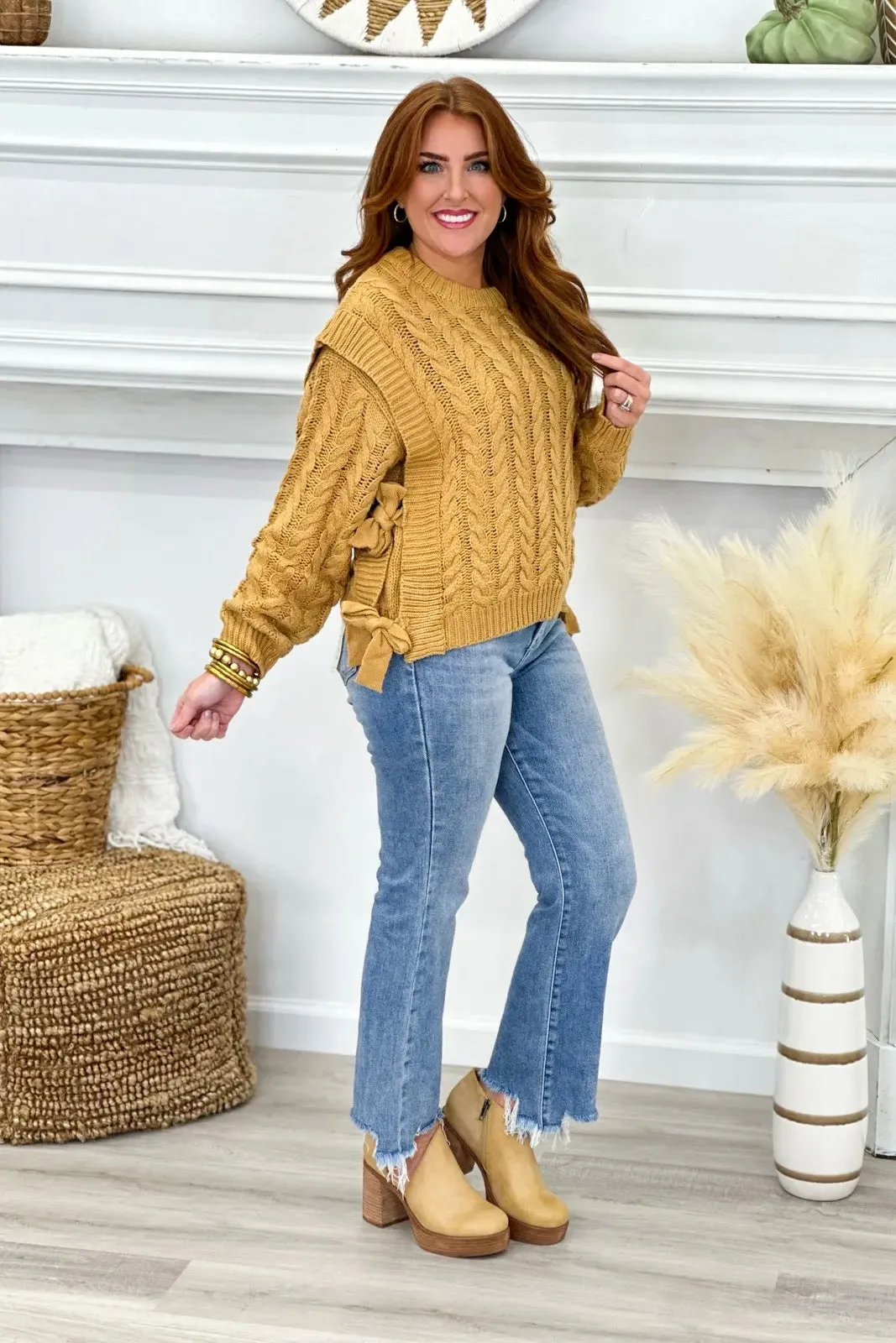 Camel Cable Knit Sweater