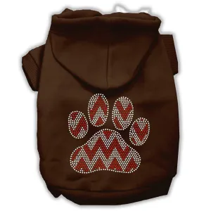 Candy Cane Chevron Paw Rhinestone Dog Hoodie Brown Xl (16)