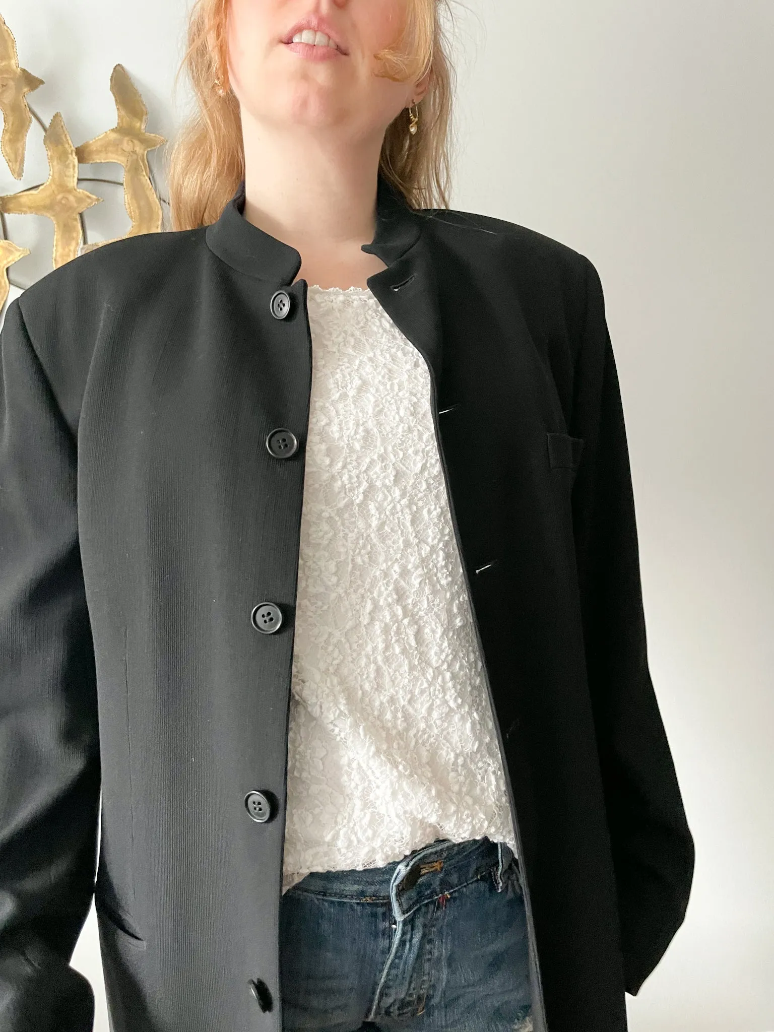 Caramelo Black Long Suit Blazer - Extra Large