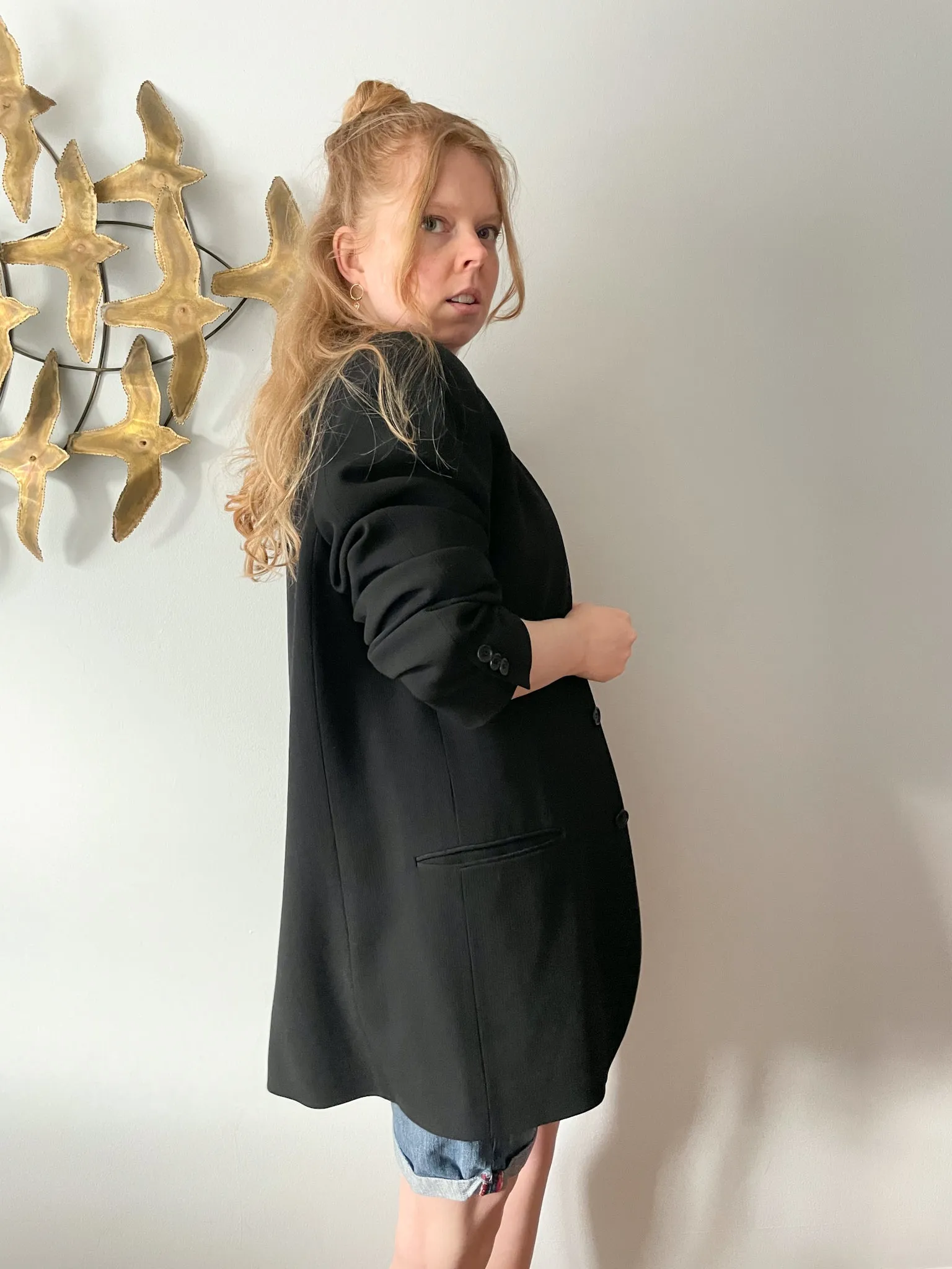 Caramelo Black Long Suit Blazer - Extra Large