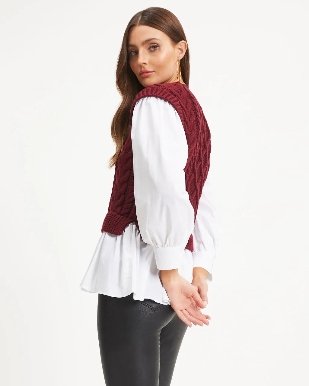 Carmine Contrast Knit Top