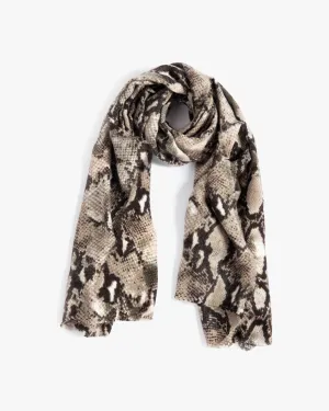 Cassie Snake-Print Scarf | Brown / Black