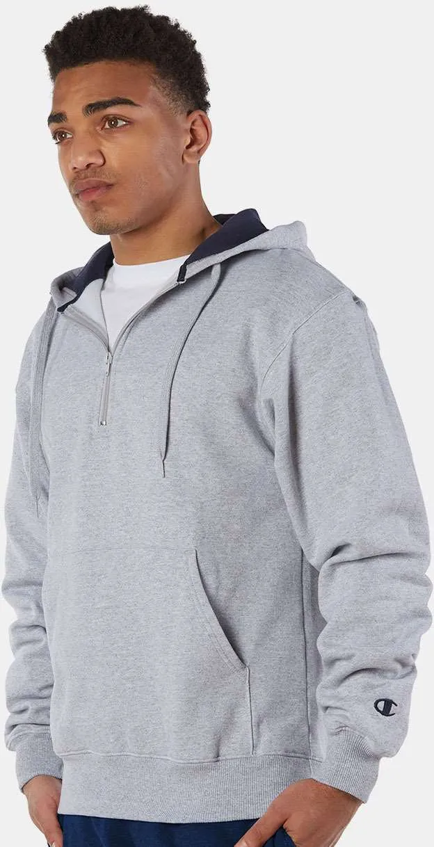 Champion Cotton Max Hooded Quarter-Zip Sweatshirt