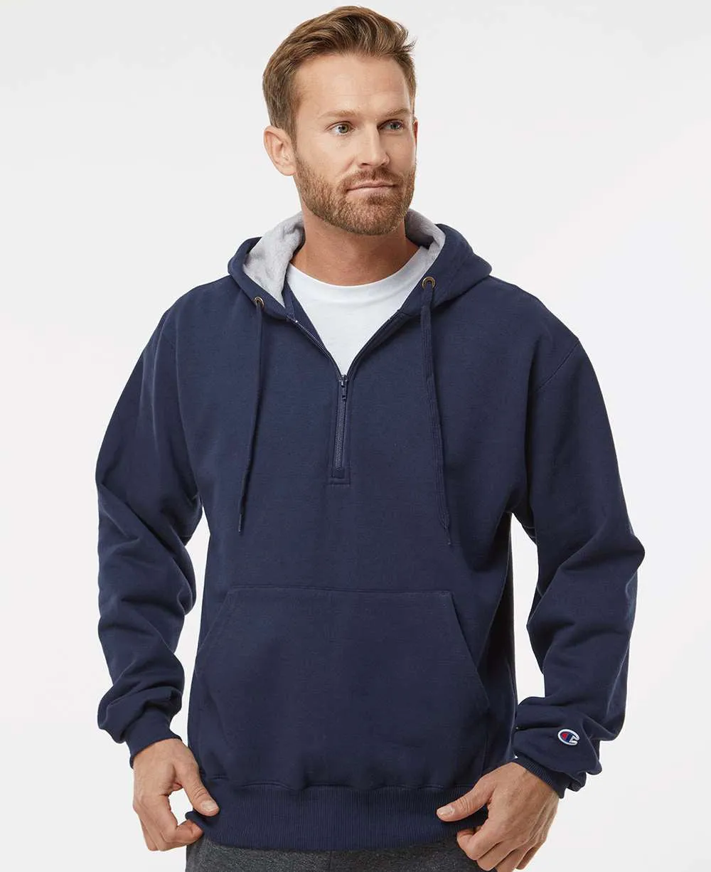 Champion Cotton Max Hooded Quarter-Zip Sweatshirt