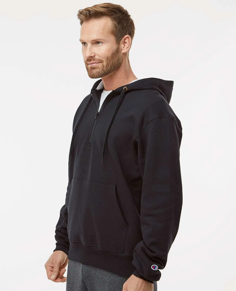 Champion Cotton Max Hooded Quarter-Zip Sweatshirt