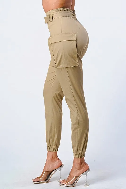 CHIC HIGH-WAISTED BELTED CARGO PANTS