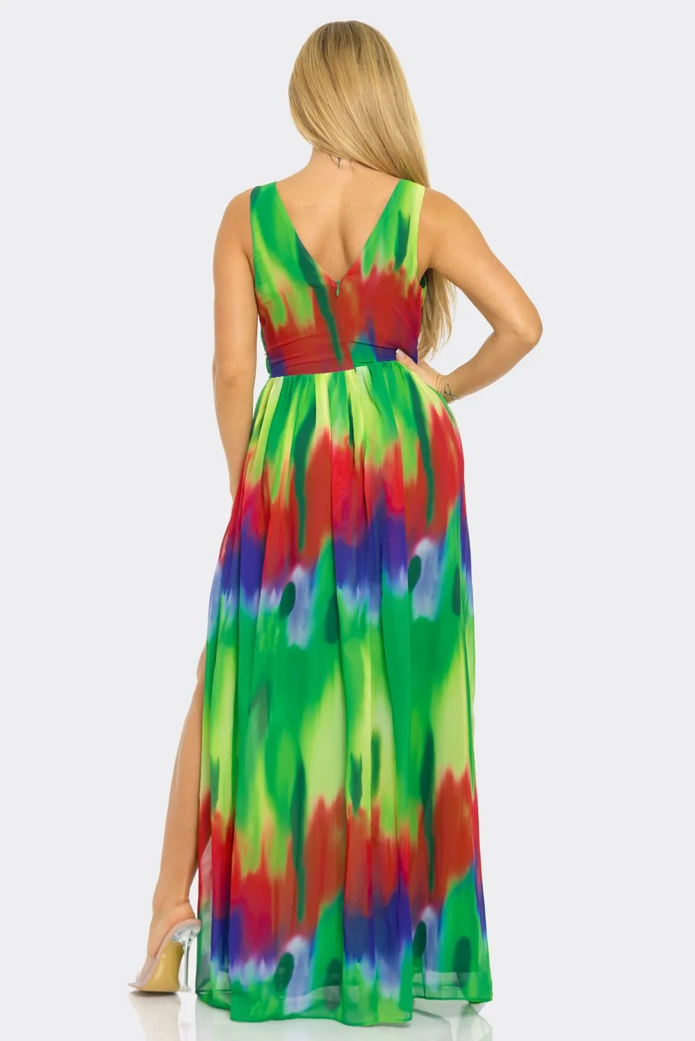 CHIFFON TIE DYE MAXI DRESS