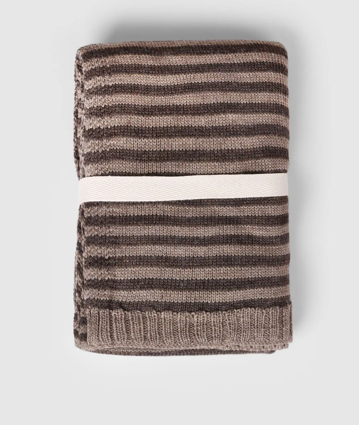 Classic Stripes Merino Wool Scarf (Dark Brown & Fawn Mix)