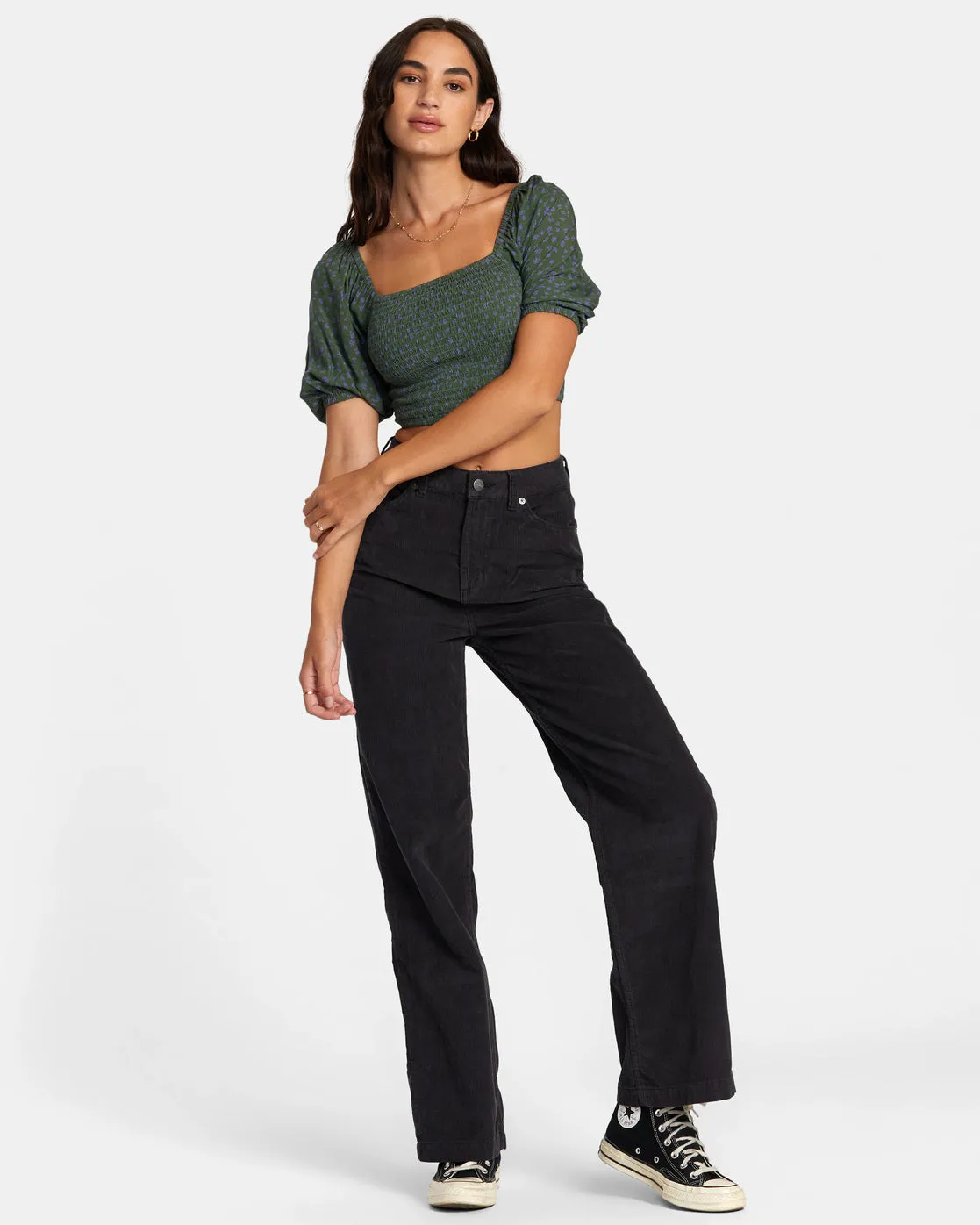 Coco Corduroy Wide Leg Pants - RVCA Black